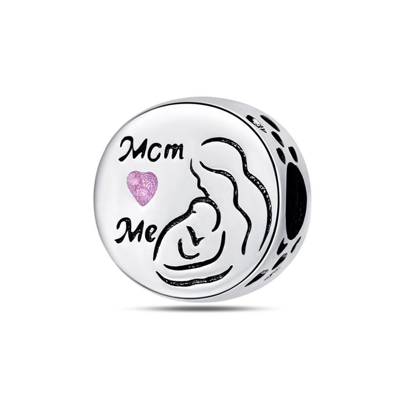 2024 New S925 Silver Color Mirror Family Baby Shoes Charms Beads Fit S925 Original Bracelets DIY Mother's Day Jewelry Gift