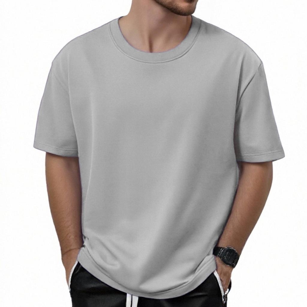 Футболка мужская 320G хлопок короткий рукав футболка мужская летняя свободная короткий рукав однотонный цвет непроницаемый хлопок