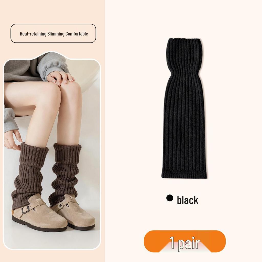 Solid Color Women's Knit Flared Leg Warmers - Y2K Style Long Socks for Spring and Autumn