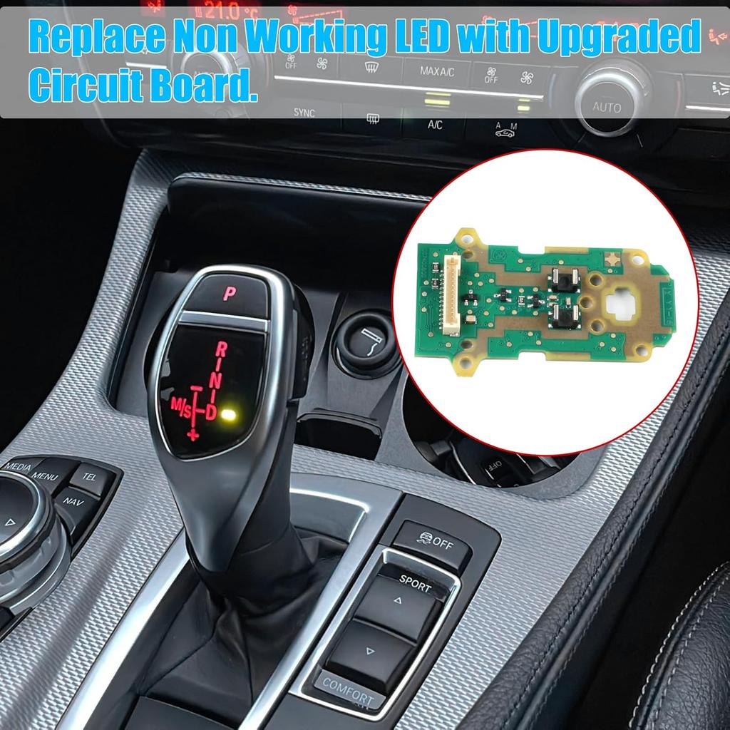 Jaronx Compatible with BMW Gear Shift Circuit Board for 3'F30 F34 GT/4'F36/5'F10/6'F06/7'F01 F02/X3 F25/X4 F26/X5 F15/X6 F16, Gear Shift Knob LED