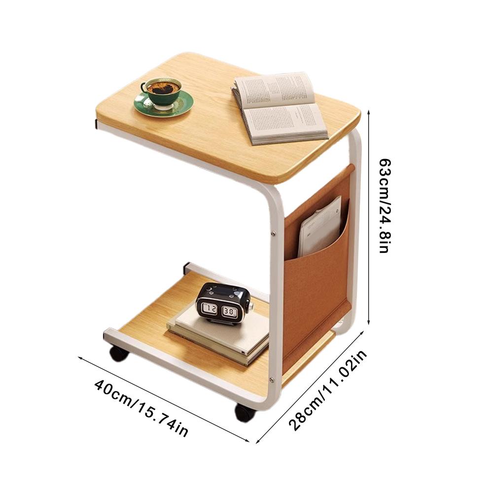 С-образный журнальный столик, приставной столик, простая передвижная двухслойная тележка для дивана, гостиной, спальни, прикроватной зоны, хранения вещей