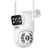 Refurbished Hiseeu 4K 6MP Outdoor WiFi Camera, Dual Lens, Double Screen, 2-way Audio, Color Night Vision, Auto Tracking, AI Human Detection