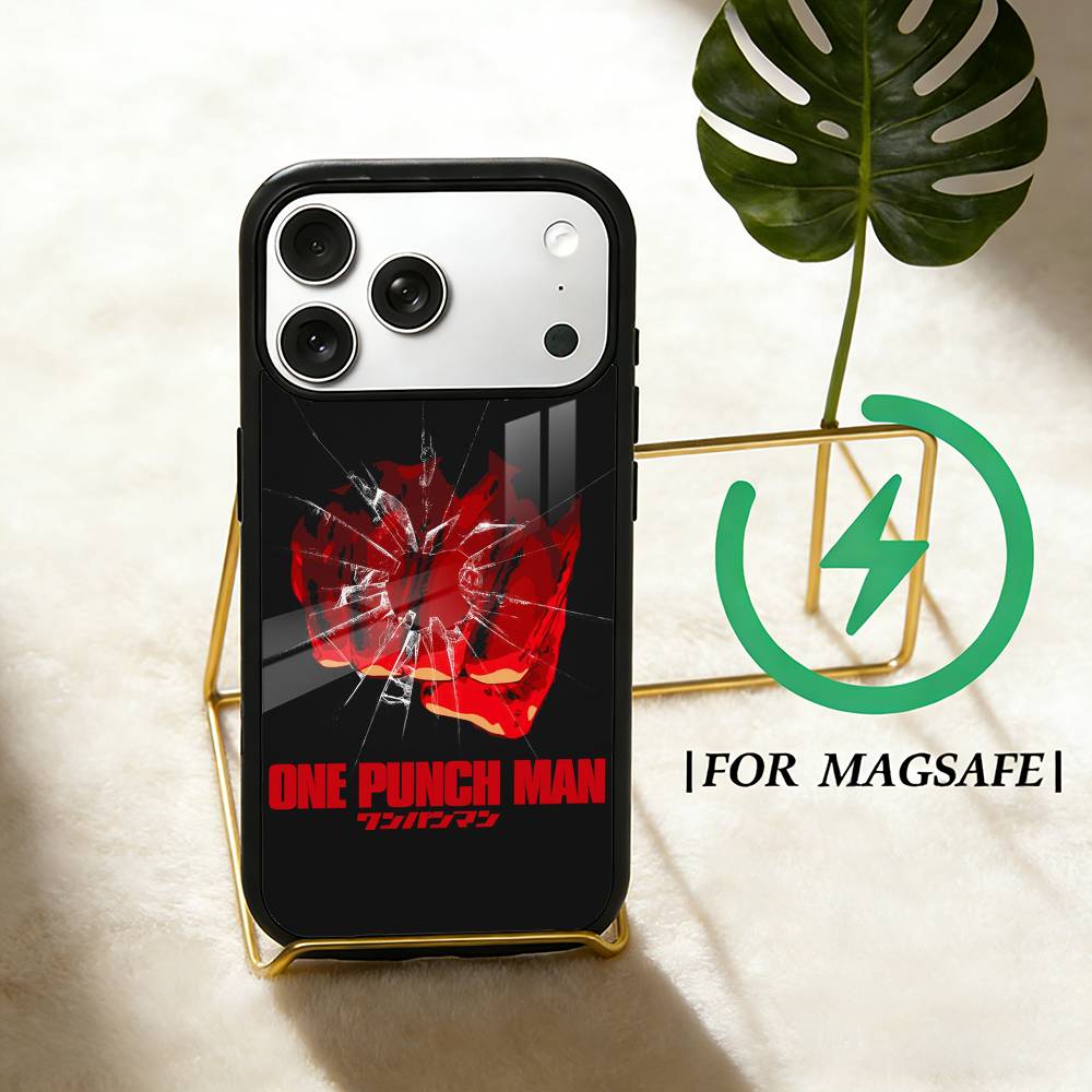 Чехол для телефона Аниме One-Punch Man Для iPhone 17,16,15,14,13,12,Plus,Pro,Max Для Magsafe Магнитная Беспроводная Зарядка