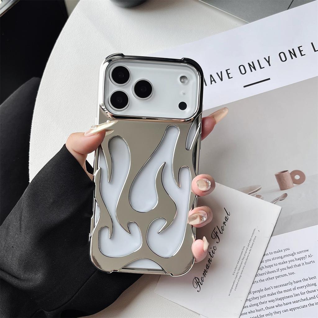 Для iPhone 17 16 Pro Max Чехлы для iPhone 11 12 13 14 15 Plus Air Cover Покрытие Полый Узор Пламя Силиконовый Ударопрочный Coque
