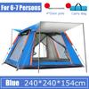 6-7/3-4 Person Large Fully Automatic Tent Quick Open Bomb-Up Instant Setup Camping Tent Four-Sided Windproof Rainproof Beach Carring Bag