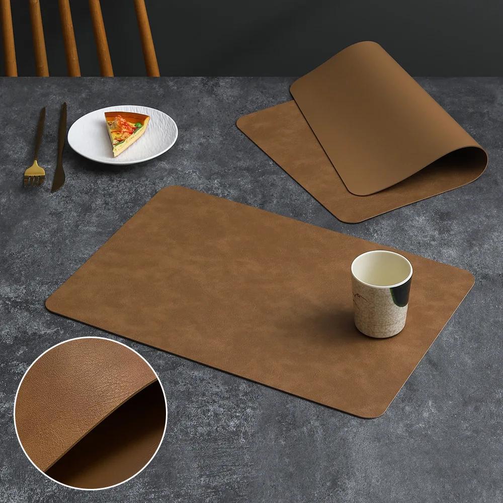 Luxury Placemat Leather Waterproof Double Layer Cowhide Western Food Mat Hotel Insulation Mat Placemats for Dinning Table
