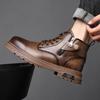 2024 New British Style Ankle Boots Men Outdoor Shoes Cargo Wear Casual High Quality Leather Boots Men's Non-slip Motorized Boots
