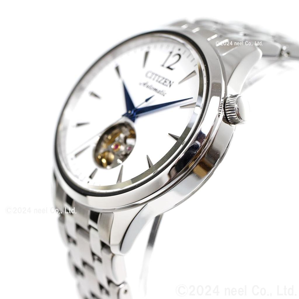 Citizen Automatic Open Heart Silver NH9131-73A Men's Watch, Design, See-Through Back, Waterproof, White,