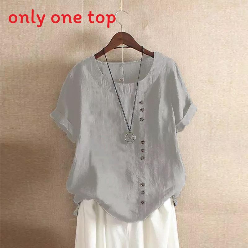 Cotton Linen T Shirt For Women With Loose Fit And Short Sleeves For Casual Wear