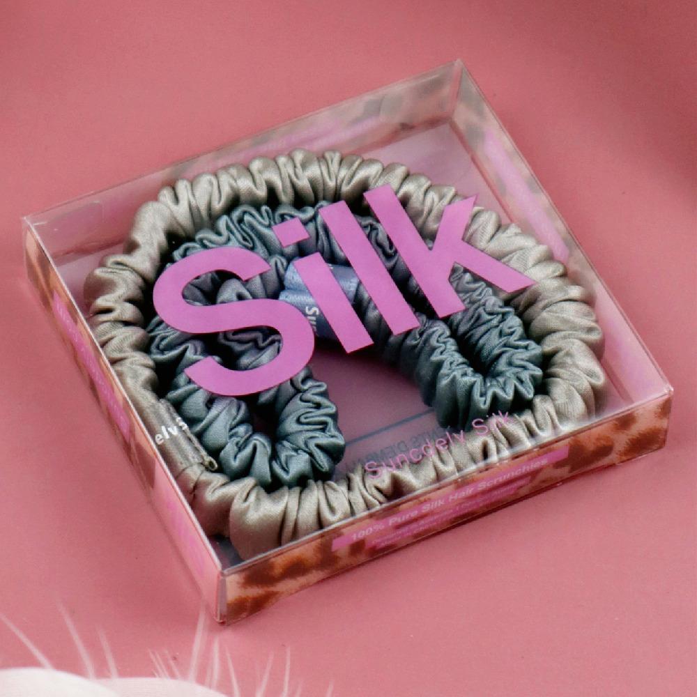 2PCS 100% Silk Hair Scrunchies For Women Girls High Quality Hair Ties HairBands Silk Suitable for Valentine's Day 22Momme Silk Hair Accessoires