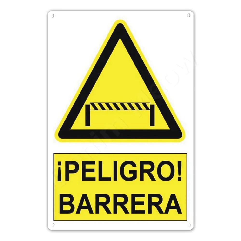 Испанский предупреждающий знак, Металлический знак Опасность для улицы, двора, бара, мастерской, Декор, Желтые водонепроницаемые знаки Осторожно, Для улицы и помещений