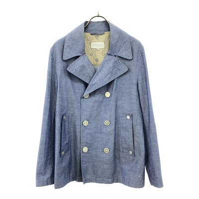 Двубортный пиджак из льна 38 Светло-голубой Женский Б/у