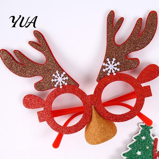 Holiday Costume Eyewear Accessories Christmas Glasses Photo Booth Props, Felt Reindeer Santa Snowman Eyeglasses for Eve Celebration Party, Funny Dress