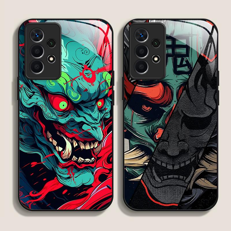 Закаленное Стекло Чехол для Телефона для Huawei Honor 200 100 90 Mate 50 40 Pro Nova 12 11 10 SE P30 P40 5G Япония Призрачное Лицо Самурай Чехол