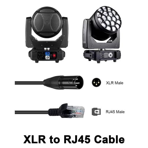 Poyiccot XLR DMX Cable, Short, 30cm, XLR To RJ45 Cable, DMX 3-Pin XLR Male To RJ45 Male Cable with XLR Connector, RJ45 To 3-Pin XLR Adapter, CAT5 Exte