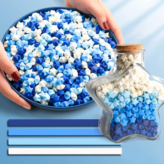 540Pcs/Set Origami Star Paper Solid Color DIY Paper Crafts School Teaching Handmade Colorful Lucky Star Paper Strip Decoration Kit Birthday Gift