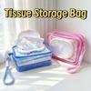 Tissue Organizer 2in1 Tissue Storage Bag Transparent Portable Napkin Storage Case PVC Dustproof Table Paper Container Daily Use