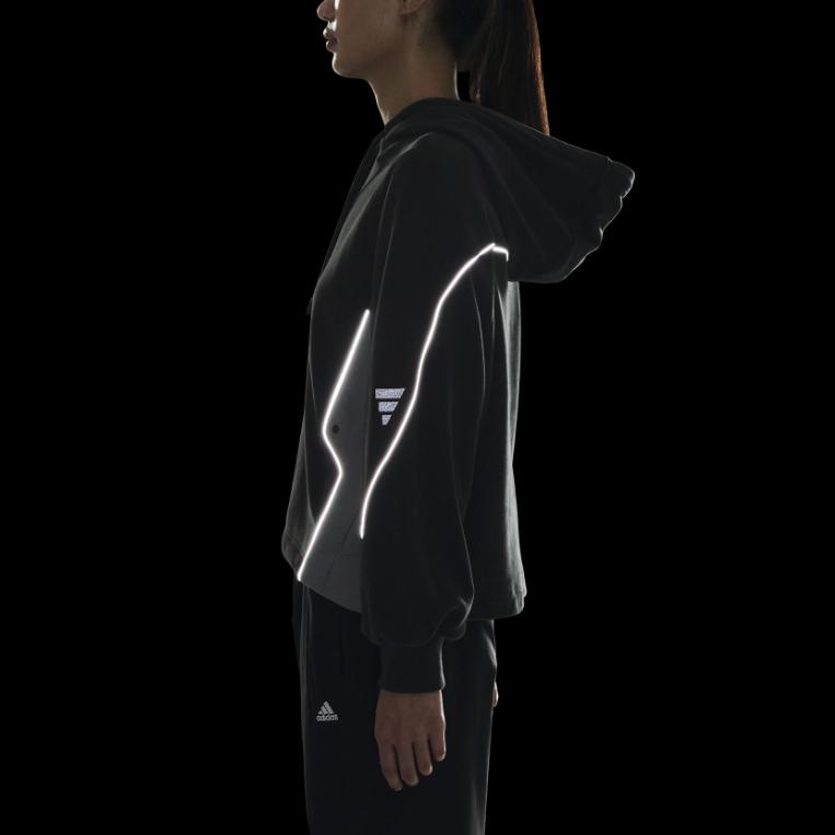 adidas FW24 FUSTL Series WP SWT3 Спортивный повседневный свитер с капюшоном, длинный рукав, женская толстовка, углеродно-черный JM6224