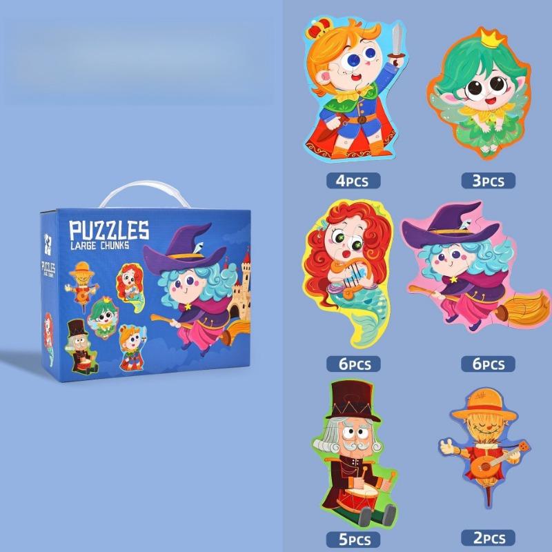 1PACK Children's 6-in-1 Portable Large Piece Puzzle Baby 3 to 6 Years Old Gift Box Early Education Educational Toys