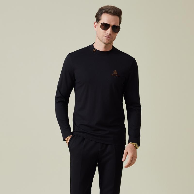 Micro Bullet 2025 Autumn Men's Embroidered Double Headed Eagle Long Sleeve T-shirt