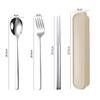 Three-Piece Japanese Stainless Steel Cutlery Set: Spoon, Fork, Chopsticks