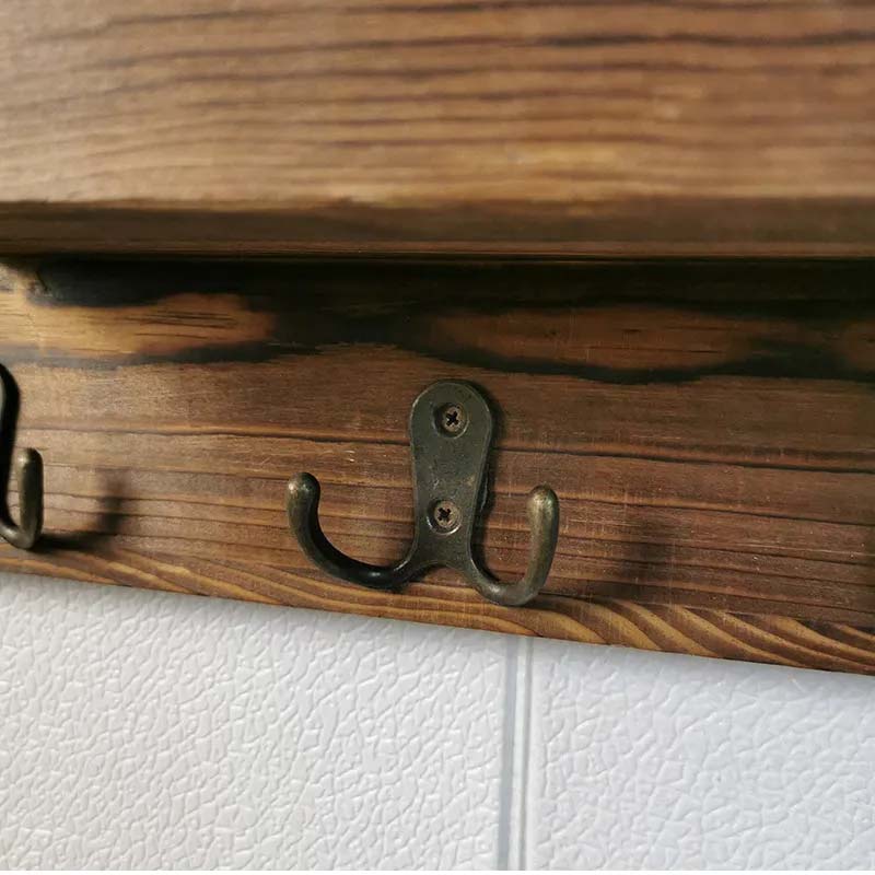 Wooden Wall-mounted Storage Rack Vintage Room Bedroom Study Key Hook Solid Wood Wall Debris Finishing Organizer Porch Decoration Key Storage Box