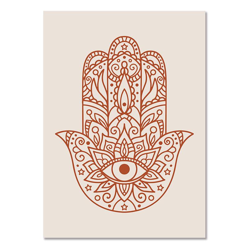 Абстрактная рука Фатимы, солнечный свет, фаза Луны, постер в стиле бохо, холст, картина, настенная живопись, печать, картина, интерьер гостиной, домашний декор