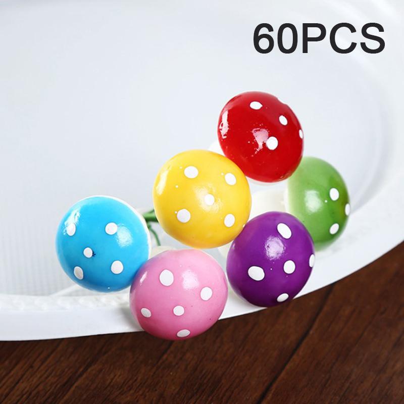 60Pcs Artificial Mini Mushroom Fairy Garden Moss Resin Crafts Garden Decor