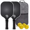 Pickleball Paddle Set With Fiberglass Construction Training Competition Includes 2 Paddles 4 Balls 1 Gray Carry Bag