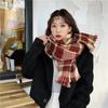 Red Plaid Imitation Cashmere Scarf - Unisex Winter Warmth for Students and Couples