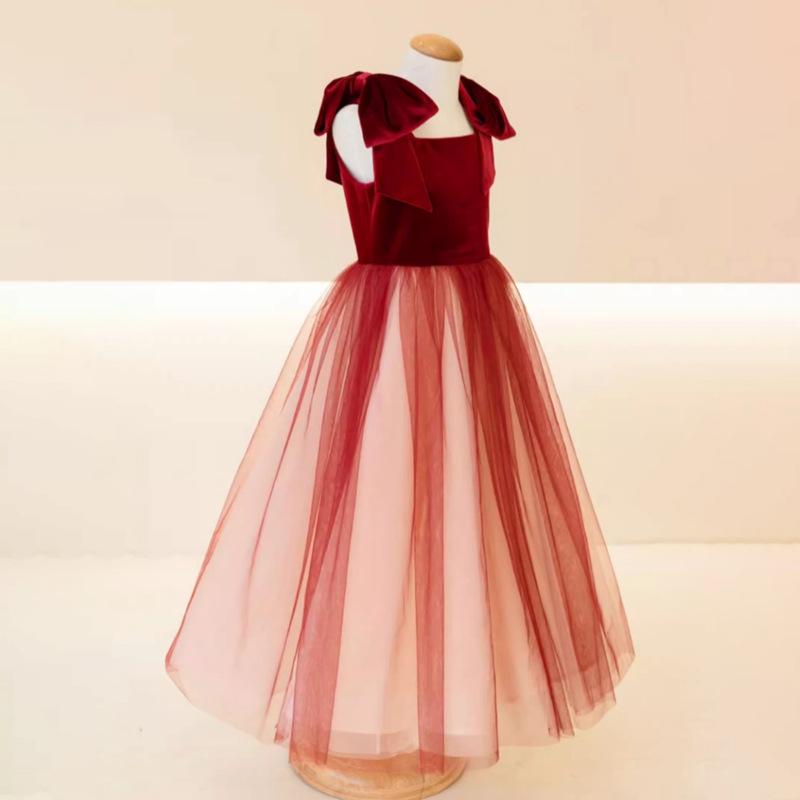 Черное сетчатое формальное хоровое платье для девочек - Элегантный осенний костюм для выступлений для фортепиано и скрипки