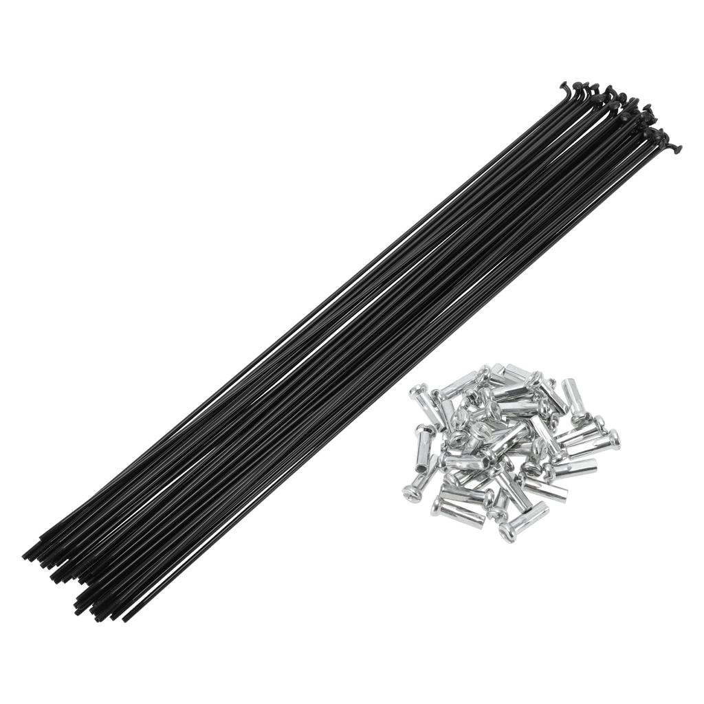 Motoforti Universal Bicycle Spokes, Bicycle Wheel Spokes, 14G, 267mm Length, Carbon Steel, Black, 1 Set