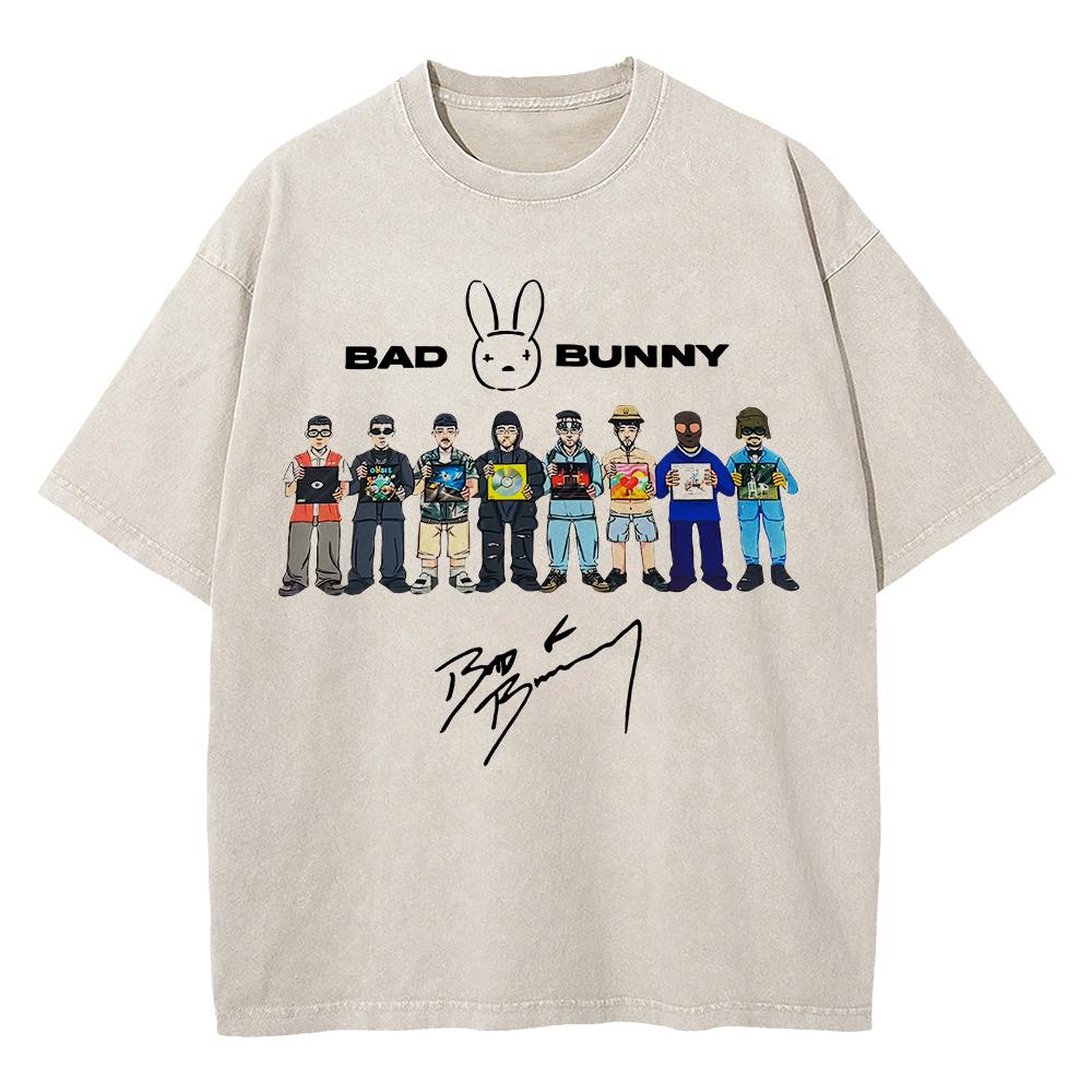 Cotton Vintage Washed Bad Bunny Deb Tirar Ms Fotos World Tour T Shirt Women DTMF Funny Frog Oversize Tees Tops