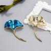 Women Ginkgo Leaf Shape Brooch Pin Enamel Tree Leaf Badge Coat Sweater Scarf Pin Clothes Accessories Gift