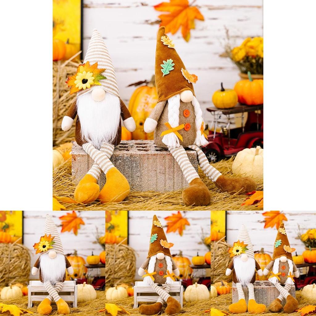 Adorable Harvest Festival Rudolf Plush Doll With Fall Leaf Hat For Autumn Decor