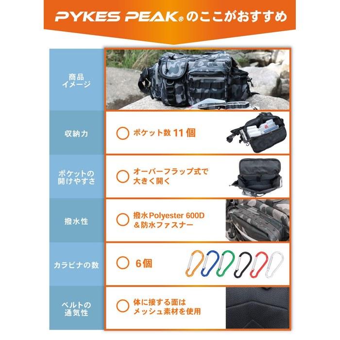PYKES PEAK Fishing Bag Tackle Bag Run Gun Bag 2 Sizes, 5 Colors, Waterproof Zipper, Large Capacity, 6 Carabiners, Fishing Shoulder Bag L
