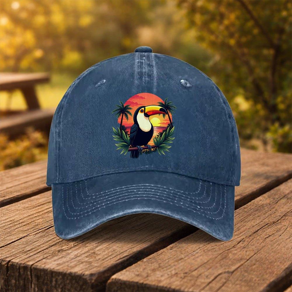 Tropical Toucan Sunset Print Baseball Cap Unisex Duckbill Hat for Outdoor Sports Fitness Travel