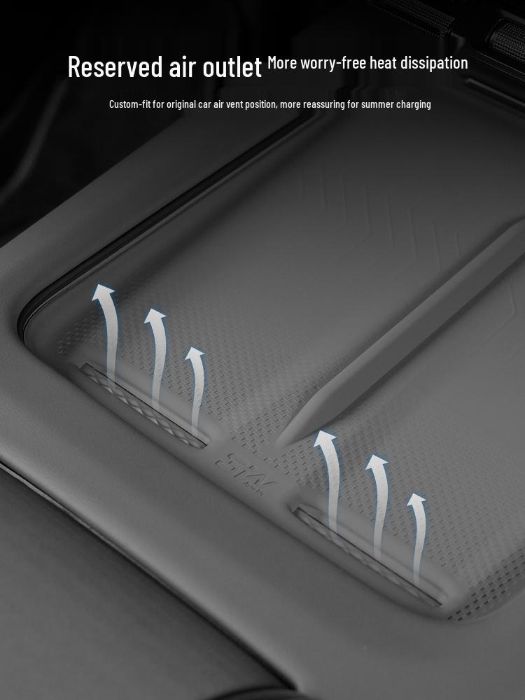 Силиконовая противоскользящая защитная накладка на центральную консоль Zeekr 7X с поддержкой беспроводной зарядки