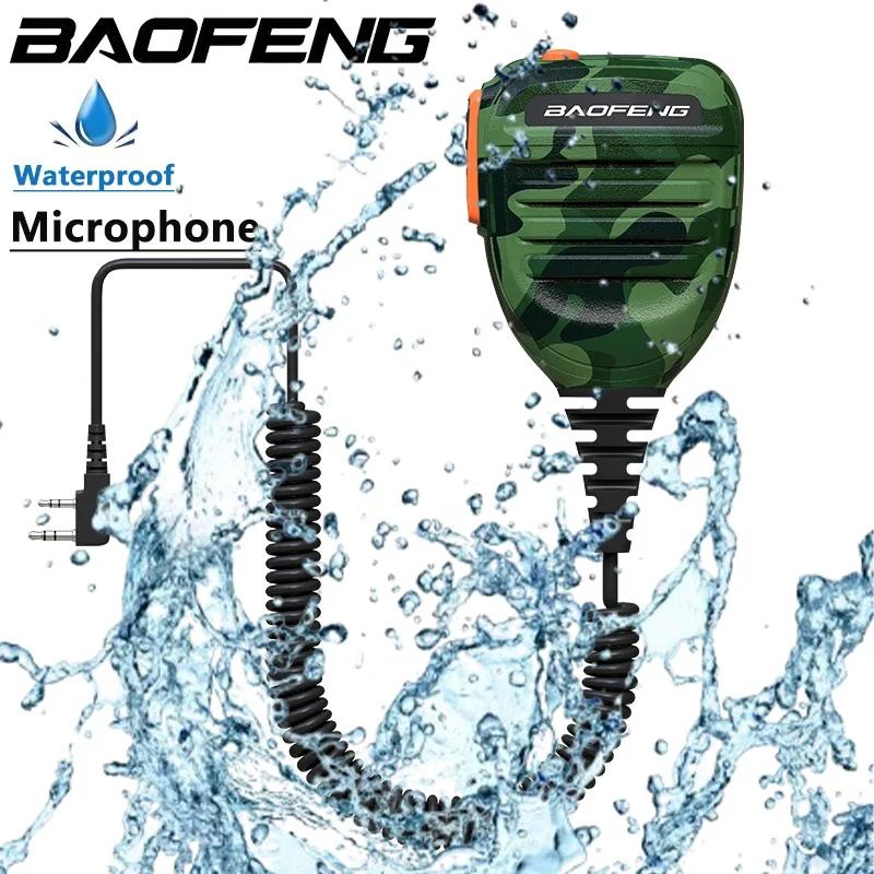 Baofeng UV-5R PTT Microphone Waterproof Camo Walkie Talkie Speaker Radio Mic 2-Pin Kenwood Type Handheld Mic For Quansheng UV-K5