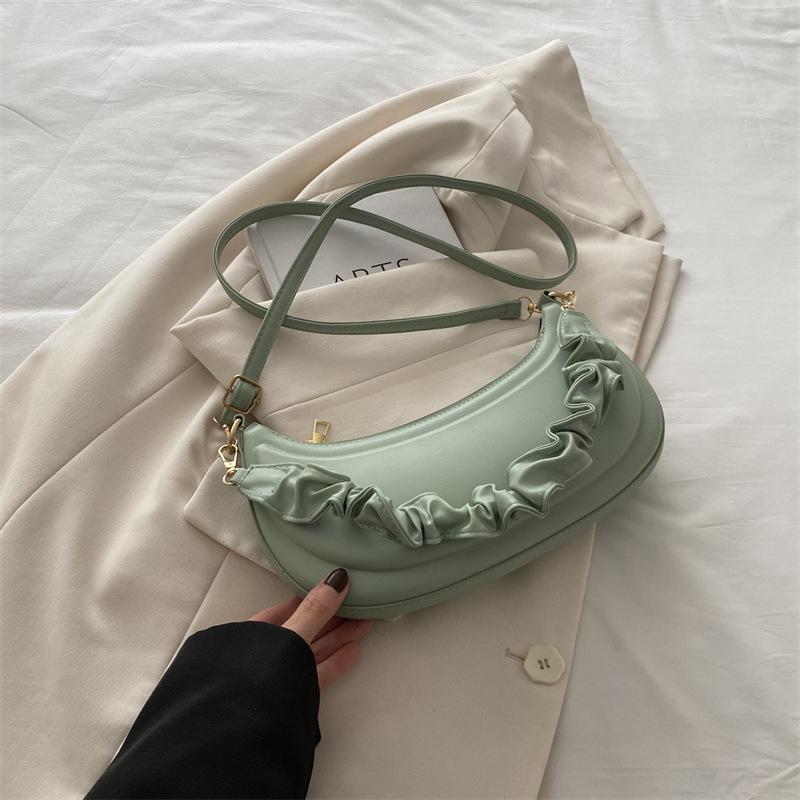 Простая однотонная ретро-сумка с новой текстурой, модная, повседневная, плиссированная, ручная, через плечо, на одно плечо, подмышечная сумка