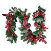 180/270CM Christmas Artificial Pine Garland with Bow Red Berries Pinecone Faux Pine Needle Rattan Mantle Fireplace Porch Hanging Decoration