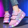 Children's Luminous Shoes USB Runaway Shoes with Lights Girls' Roller Skates Outdoor Sports Invisible Student Shoes with Wheels
