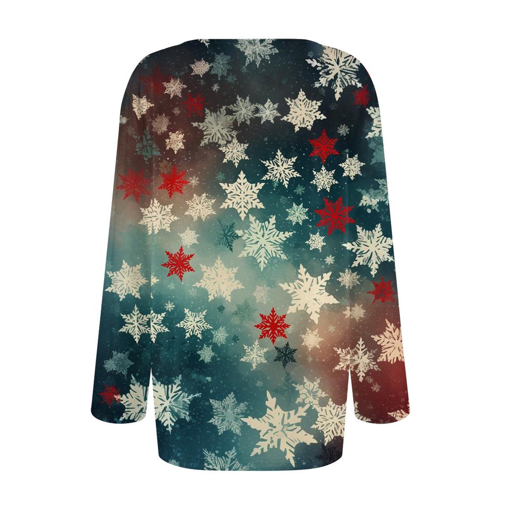 Женская повседневная модная футболка с круглым вырезом и длинными складками на Рождество