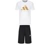 Taekwondo Round Neck Pullover Short Sleeve T-Shirt Simple Fashion Lace-Up Shorts Casual Sports Suit ADICLTS24TKP-WG+S21ATMSH3T-BW