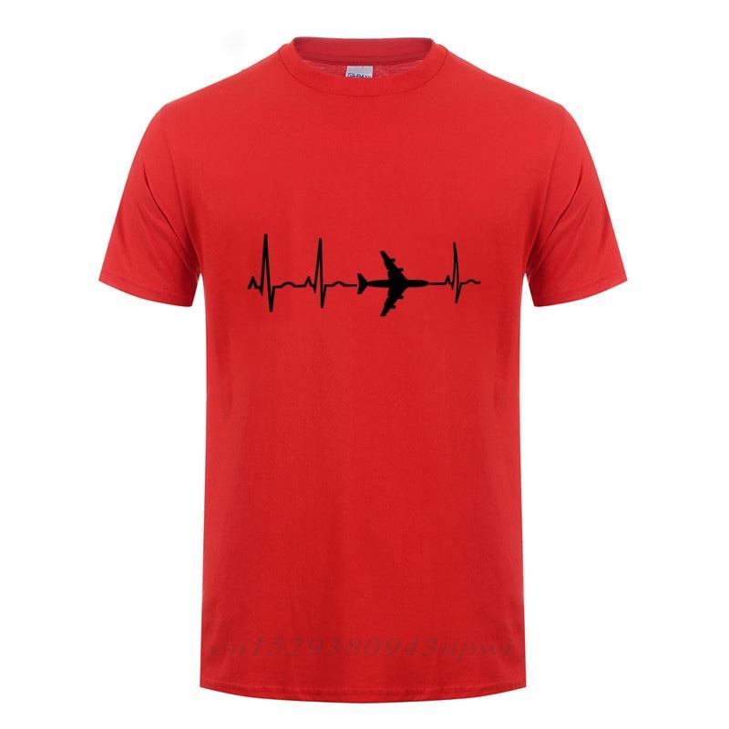 Heartbeat Of Plane T Shirt Unisex Cardiogram Space Enthusiasts Tops Funny Travel Gift Casual T-shirt Cotton Comfortable Leisure Tee