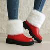 Winter Women Boots White Faux Fur Design Round Toe Ankle Boots Low Heels PU Leather Snow Boots Botines Para Mujeres WSH4980