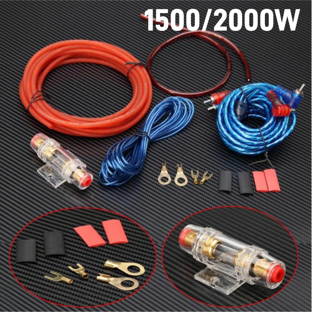 1500/2000W Car Power Amplifier Wiring Kit 8GA Car Subwoofer Cable 60 AMP Fuse Holder 18GA for Car Modification for Auto Vehicle
