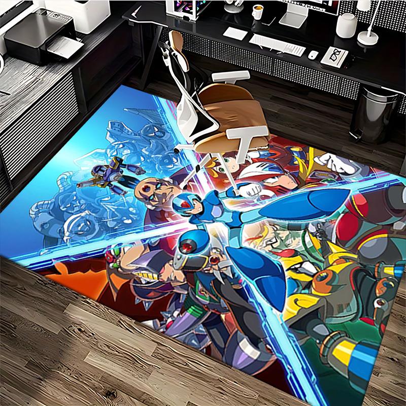1pc Mega Man Anime Cartoon Design Office Chair Mat Non-Slip Carpet for Home Decor Living Room Bedroom Game Room Gift All Seasons Universal.Y038