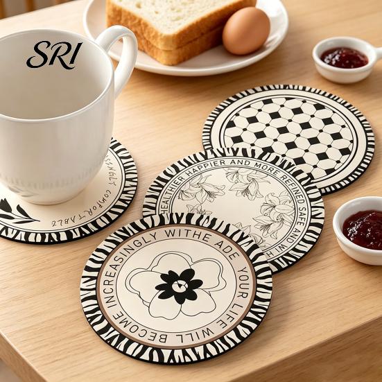 Heat Resistant Coasters Retro Diatomite Coaster Heat-Resistant Placemat Quick-Dry Absorbent Mat for Zebra Pattern Cups Mugs Bowls Non-Slip Reusable