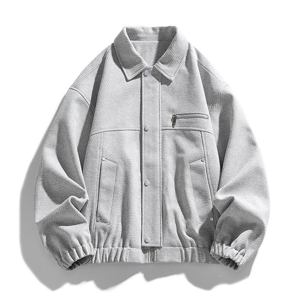 Men's Lapel Advanced Sense With Everything Solid Color Jacket Trend Plus Size Loose Casual Coat